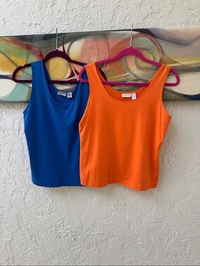 Chico's Royal Blue and Orange Microfiber Tank Tops Size 2/LG